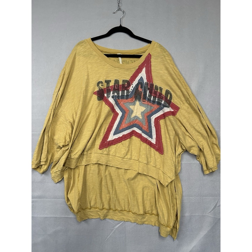 Magnolia Pearl Star Child Hi-Lo Francis Tee Marigold Yellow One Size Boho